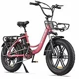 ENGWE L20 Bicicletta Elettrica Adulto, 20'' ×4.0'' Fat Tire Bici Elettrica per Donna, 7 velocità, Batteria Rimovibile 48V 13Ah Autonomia bis zu 40-120 km E-Bike, Rosa
