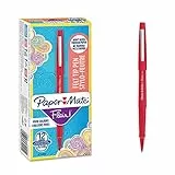 Papermate Flair Nylon Penna con Punta Sintetica, Punta Media da 0.7 mm, Scatola da 12, Rosso