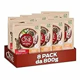 Purina One Mini, Senior 8+ Crocchette Cani Anziani inferiori a 10 kg di Piccola taglia, Ricco in Pollo con Riso, 8 Confezioni da 800 g