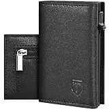 TEEHON Portafoglio Uomo | Slim con Chiusura Magnetica | Porta Carte di Credito con RFID Protection Anticlonazione | Portafoglio Piccolo con Portamonete Zip e Contanti NERO