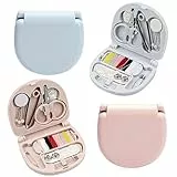 RobLuX 4 Pezzi Mini Set da Cucito da Viaggio Mini Kit da Cucito Portatili Plastica Set da Cucito Tascabile Set Cucito da Viaggio per Principianti Alunno Famiglia Viaggi ed Emergenze(Rosa,Blu)