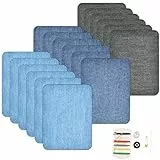 THETHO Toppe termoadesive, 18 Pezzi Toppe Jeans per Vestiti Applicazioni Fai da Te Fai Artigianato Jeans Patch Riparazione Kit Accessorio, Toppe per Jeans in Denim, 3 Colori