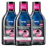Nivea Micellair Professional Acqua Micellare Bifase Aminoacid Complex Struccante Bifasico con estratto di té nero per viso e occhi trucco waterproof - 3 Flaconi da 400ml