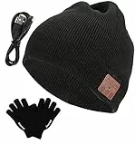 Anpress senza fili Bluetooth Beanie Cappello + Touch Screen Guanti, Cappello lavorato a maglia musica con stereo