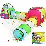 Tenda Bambini, STLOVe® 4 in 1 Tunnel da Gioco Bambini, Pop Up Tunnel Bambino, Tenda Giocattolo con Borsa Tote, Tunnel per Gattonare, Pieghevole Fossa di Palline Tube Tende, Palline Non Incluse