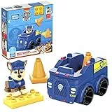 Mega Bloks-Paw Patrol Auto della Polizia di Chase, 10 Blocchi da Costruzione Incluso Personaggio di Chase Snodato, Giocattolo per Bambini 3+ Anni, HDJ33