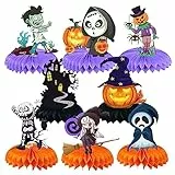 Valicaer 8 Pezzi Decorazioni a Nido d'Ape per Halloween,Decorazione per Feste di Halloween,Zucca,Scheletro,Fantasmi,Strega,Casa Stregata,Decorazione da Tavolo per Halloween,Decorazioni per Feste