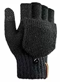 TRENDOUX Guanti Invernali Uomo, Guanti Invernali Uomo Senza Dita, Guanti Termici Lana Touch Screen Riscaldati Mezze Dita Donna Caldi, Adatto per Running Neve Sportivi Escursionismo Sci Guida - Nero L