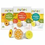 Zutec - Capsule di succo Assortiti (Arancia, Ananas e Pesca) Naturale al 100% - Compatibile con macchine da caffè Dolce Gusto®* - 3 Scatole di 12 capsule - 36 capsule