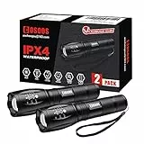 COSOOS Torcia LED 2 Pezzi, 1000 Lumen Torcia LED Potente Professionale Mini Torcia con 5 Modalità, IP65 Impermeabile Torcia LED per Bambini, Regalo, Campeggio, Outdoor, Emergenza