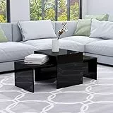 Wakects Set di 2 tavolini da caffè, stile industriale, 100 x 48 x 40 cm, colore: nero lucido