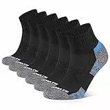 Closemate 6 Paia Calzini Corti da Sportive Uomo Anti-Vescica Calze Corsa da Cotone con Suola Imbottita Donna Calzini Corti Caviglia da Ciclismo Lavoro Running Trekking (6Nero,Taglia L)