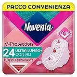 Nuvenia - Assorbente Lungo Ultra con Ali - Superficie Traspirante e Assorbenza Rapida - Confezione da 24 Assorbenti