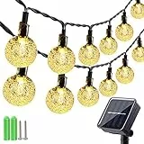 Qedertek Luci Solari Esterno, 11M 60 LED Catena Luminosa Esterno Solare con Pallina Trasparente,8 Modalità Impermeabile Stringa Luci Solare Bianco Calido Decorative per Giardino Patio Matrimonio Festa