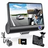 Hikity Dash Camera Doppia Telecamera Auto FHD 1080P 4 Pollici Dashcam Videocamera con Telecamera Posteriore Impermeabile, Registrazione in Loop, G-Sensor