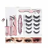 Mimore 5 paia di Ciglia finte magnetiche con kit eyeliner, 3D riutilizzabili ultrasottili naturali e morbide, impermeabili a lunga durata