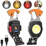Glovios Mini LED COB Flashlight, 2PCS Mini Luce da Lavoro Portatile,Mini Torcia Portachiavi Ricaricabile 800 Lumens,LED Torcia da Lavoro Portatile,per Campeggio Riparazione Emergenza (Orange)