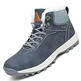 Mishansha Scarpe invernali da uomo e donna, con calda imbottitura, impermeabili, da trekking, taglie 36-48, Blu scuro, 44 EU