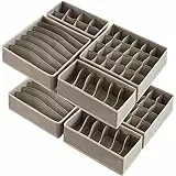 Lifewit Set di 8 Divisori per Cassetti Intima, Organizer Armadio, Separatori Pieghevoli in Tessuto per Cassetti e Scatole per Conservare Lingerie, Reggiseni, Mutande, Grigio chiaro