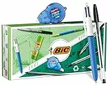 BIC Set Cancelleria Ufficio, 3 Penne a Sfera, 2 Matite, 1 Pennarello Indelebile, 2 Correttori a Nastro, 1 Colla Stick, Confezione da 9 Unità