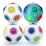 Coolzon Magic Regenbogen Ball Zauberbälle, 4 Stück Magisch Regenbogenball Zauberball 3D Puzzle Ball Spielzeug für Kinder Gastgeschenk,3*Weiß + 1*Blau