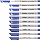 Marcatore - STABILO OHPen universal Cancellabile - Tratto Superfine (0,4 mm) - Confezione da 10 - Blu