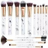 Pennelli Make Up FILY DUAIU 15 Pennelli Professionali Sintetici di Alta Qualità per Ombretto Correttore Cipria Crema Liquida Con Borsa per Cosmetici in Marmo kit con spugnetta