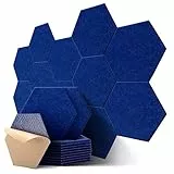 Pannelli Fonoassorbente Esagonale Autoadesiva, 12 Pezzi Pannelli Insonorizzanti per la Decorazione Parete/Porta/Soffitto e il Trattamento Acustico, Pannelli Isolamento Acustico (30x26x0.9cm)