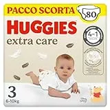 Huggies Extra Care Pannolini, Taglia 3 (6-10 Kg), Confezione da 80 Pannolini