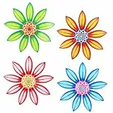 Wikay 4 Metal Flower della Parete Decorazioni per la Parete in Ferro battuto Hanging Wall Art Artigianato per Balcone Patio Veranda Camera da Letto Soggiorno