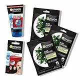 Garnier Kit Anti-Impurità Pure Active, Ideale Per Pelli Normali E Miste, Include 3 Maschere In Tessuto Al Carbone, 1 Detergente 3in1 E Strips Anti Punti Neri