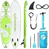 Exprotrek Stand Up Paddle Board - Tavola SUP Gonfiabile - Set Completo per Stand Up Paddling - Spessore 6'' - Adatta a Tutti i Livelli di difficoltà - Pagaia in Alluminio e Accessori, Verde