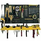 Art Plast Kit due pannelli per attrezzi 50x50 cm completi di due mensole e 50 ganci assortiti, in plastica, nero/arancione