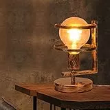 AIRTWESD Lampada da tavolo decorativa, lampada d'atmosfera retrò, lampada da tavolo in metallo E27 camera da letto paralume con interruttore (senza lampadina)