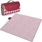 Larkumio Coperta Picnic Impermeabile Telo PIC Nic Grande 200x200 CM, Picnic Blanket Portatile con Maniglia Tappetino da Picnic Multiuso per Campeggio Escursionismo Parco Spiaggia, Rosso