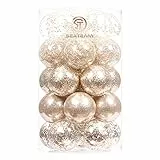 Sea Team 70 mm / 2,76 pollici Ornamenti per palline di Natale trasparenti, Ornamenti natalizi trasparenti, Palline di Natale in plastica infrangibile,Decorazioni per l'albero di Natale(30, Champagne)