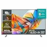 Hisense 55' ULED Mini-LED 4K 2023 55U62KQ, Smart TV VIDAA U6, Dolby Vision, HDR 10+, Game Mode Plus, Alexa Built-in, VIDAA Voice, Tuner DVB-T2/S2 HEVC 10, lativù 4K