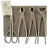 vouiu - Set di 4 attrezzi per bonsai, include tronchese concava, tronchese sferica, tagliarami e forbici per bonsai