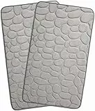 Generico Tappetini da Bagno in Microfibra Memory, tappetini Antiscivolo per Camera da Letto, Soggiorno, Cucina, (Gris x2)
