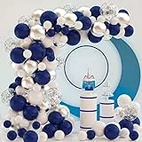 Arco Palloncini Blu, 120 Pezzi Arco per Palloncini Argento Bianchi per Compleanno, Matrimoni, Decorazioni per Feste