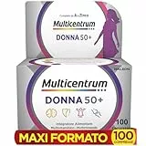Multicentrum Donna 50+, Integratore Alimentare Multivitaminico Completo, Acido folico, Vitamina D, E, Combatte Stanchezza per Donne 50+ anni, 100 Compresse
