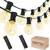 Yuucio Catena Luminosa Esterno con Telecomando, 30M Dimmerabile Catene Luminose Esterni con 52 LED Lampadine, Giardino Luci da per Festa Matrimonio Cortili Pergole（2X15M