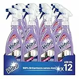Vetril - Detergente Spray Vetri e Specchi con Azione Anti Aloni, Rimozione di Impronte, Tecnologia Asciuga Rapido, In Ecoflacone, 650 ml x 12 pezzi