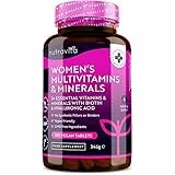 Multivitaminico e Multiminerale Donna - 24 vitamine e minerali attivi essenziali tra cui biotina e acido ialuronico - 180 compresse vegane - Senza riempitivi o leganti sintetici - Nutravita