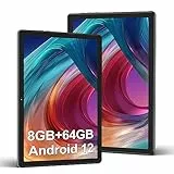 DMOAO Tablet 10 Pollici Android 12 con 4 GB RAM(8 GB Espandibili) 64 GB ROM(TF 1 TB), HD Tablet con 5G Wi-Fi, Bluetooth 5.0, Octa-Core 2.0 GHz, Type-C, 6000mAh, Nero Tablet