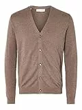 SELECTED HOMME Slhberg LS Knit V-Neck Cardigan Noos Maglione, Teak, XL Uomo