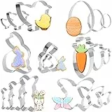 Aitsite 18 Pezzi Pasqua Formine per Biscotti, Coniglio Stampi Biscotti in Acciaio Inox, Pulcino Farfalla Dell'uovo Stampo Biscotti per Pasticceria Fondente Decorazione per Torte Bambini Argilla