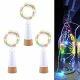 LED Luci Bottiglia Tappo Multicolore, USB Ricaricabile Nessuna batteria Richiesta, 2M 20 LED Catene luminose per Natale Halloween Regalo, Luci da esterno Festa Nozze Vacanza Decorazione (3 Pezzi)