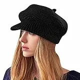 Yuson Girl Cappelli Invernali per Le Ragazze delle Donne Calde Calza Cappello di Sci di Neve di Neve della Neve con la Visiera (Nero)