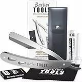 Rasoio da Barba Tradizionale / Rasoio a Mano Libera / Rasoio da barbiere con lama intercambiabile + Scatola da 5 lame doppie + Stick di allume + Panno per lucidare + Custodia ✮ BARBER TOOLS ✮